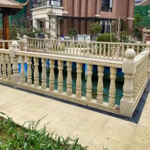 黄金麻花岗岩石材栏杆，扶手，将军柱，花瓶柱