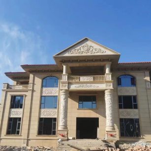  黄金麻花岗岩别墅外墙干挂