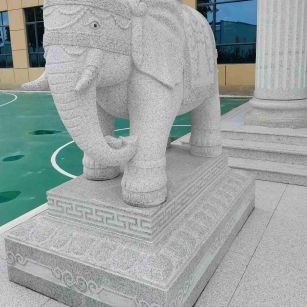  白麻花岗岩动物异形石雕-大象