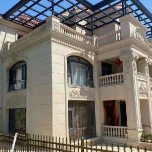  黄金麻花岗岩荔枝面别墅外墙干挂