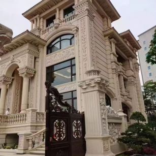  黄金麻花岗岩别墅外墙干挂效果展示